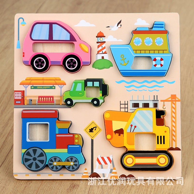 Wooden Puzzle Toy For Kidsren 3-6 Years Old Hand-Eye Coordination Exercise Kindergarten Early Education Small Class Puzzle Shape Matching - Image 1